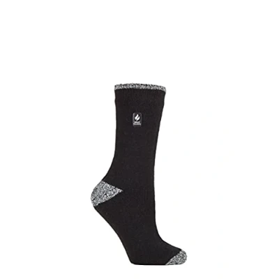 Image of Women&#039;s 1 Pair SOCKSHOP Heat Holders 1.6 TOG Lite Patterned and Striped Socks Tenerife Heel &amp; Toe Black / White 4 8 Ladies