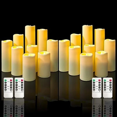 Image of Waterproof Battery Flameless Led Candles: Operated Plastics Candles Remote Control Cycling 24 Hours Timer, 2 Set of 9 D2.2 x H4 5&quot; 6&quot; 7&quot; 8&quot; 9&quot; Outdoor Flicker for Home Wedding Decor