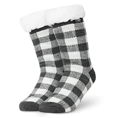 Image of CityComfort Slipper Socks for Women Teenagers, Cosy Warm Fleece Lined Bed Gifts Her (Grey/White)