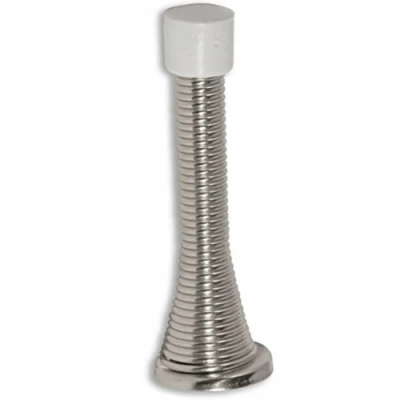 Image of 10 x Chrome Silver Spring Door Stop Stops Stopper Doorstop Inc Fixings &amp; Screws