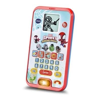 Image of VTech Spidey and His Amazing Friends: Learning Phone, Official Toy, Interactive Role Play Toy Phone with Games &amp; Numbers, Educational Gift for Ages 3, 4, 5 Years, English Version