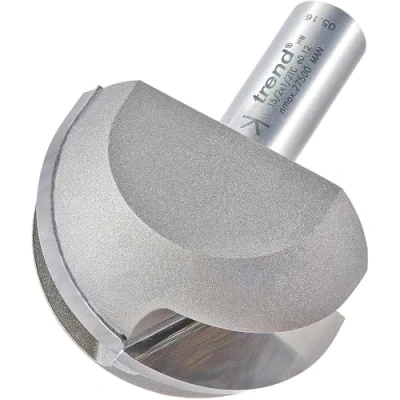 Image of Trend Professional Cove Router Cutter, 25.4mm Radius, 1/2 Inch Shank, 50.8mm Diameter and 31.7mm Cut Length, Without Bearing, Tungsten Carbide Tipped, 15/2X1/2TC
