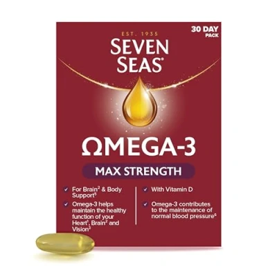 Image of Seven Seas Omega 3 Fish Oil Max Strength, 1250 mg Oil, 1063 3, 250 EPA &amp; DHA Vitamin D, 30 Capsules