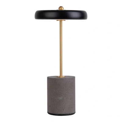 Image of Näve Seta LED table lamp battery cement black lampshade