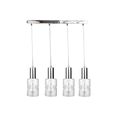Image of Cross Bar Pendant Ceiling Light Silver, 60cm, 4x E27