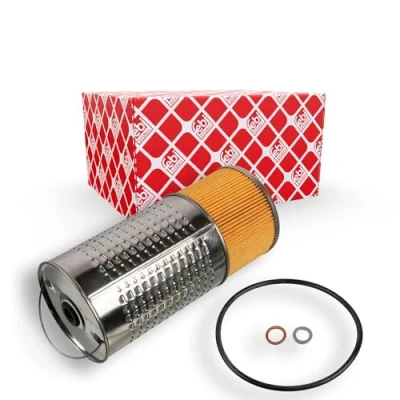 Image of 6151840025, 6161800009, 6161800510, 6171800009, 6171840025 Oil Filter FEBI BILSTEIN 109163 with gaskets Insert MERCEDES BENZ: UNIMOG