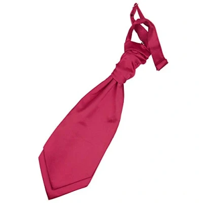 Image of DQT Plain Satin Wedding Pre Tied Scrunchie Cravat Tie for Boys Crimson Red