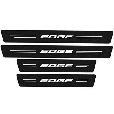 Image of 4pcs Car Outer Door Sill Protector Kick Plates for Fo rd Focus Fiesta Kuga Fusion Edge ST Line S max ST, Carbon Fiber Accessories Scuff Guard Threshold Cover Pedal, Trim Non Slip,