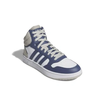 Image of adidas Men&#039;s Hoops 3.0 Mid Lifestyle Basketball Classic Vintage Shoes, Cloud White/preloved Blue/Putty Grey, 5.5 UK