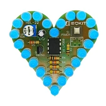 Image of Soldering Training Practice Learning Electronic Kits DIY Kit Heart Shape LED Beginner Laboratory DC 4V 6V, Blue
