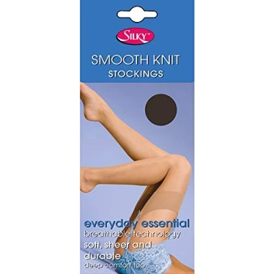 Image of Silky Womens/Ladies Smooth Knit Stockings (1 Pairs) (Medium (5ft 5ft8)) (Barely Black)