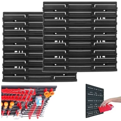 Image of Set of 2 Tool Wall Plate Shelf Plastic Black 386 x 390 18 mm