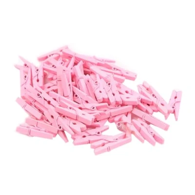 Image of VORCOOL 100 Pieces Mini Wooden Pegs, Natural Clothes Photo Clips For DIY Craft Decoration.