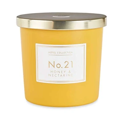 Image of Aldi No 21 Honey &amp; Nectarine Fragranced Candle 1 x 300g Two Wicks Irredescent Glass Jar Lid