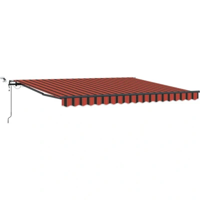 Image of vidaXL Automatic Retractable Awning with LED Orange and Brown 400x350 cm