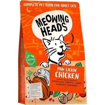 Image of Meowing Heads Complete Dry Cat Food 4kg Paw Lickin&#039; Chicken Vet Approved