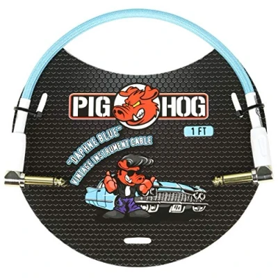 Image of Pig Hog PCH1DBR Daphne Blue Right Angle 1/4&quot; to Instrument Patch Cable, 1 ft.