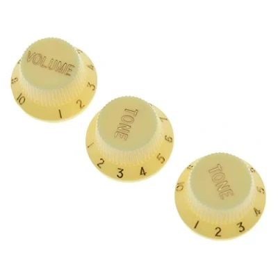 Image of KAISH Set of 3 Aged White ST Strat Style Guitar Knob Volume Tone Knobs