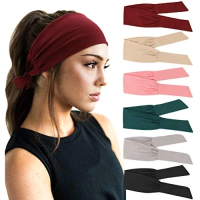 Image of DRESHOW 6 Pack Women Headbands Wide Elastic Hair Bands Head Wrap Cute Knot Accessories