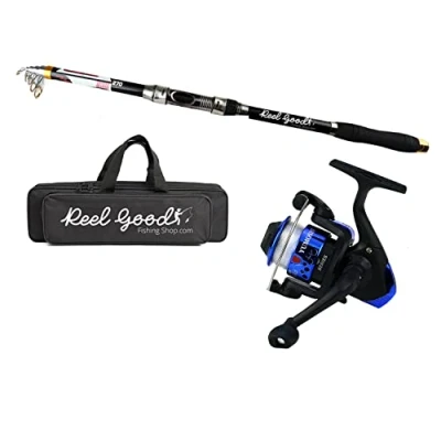 Image of Telescopic Fishing Set Rod, Reel &amp; Bag Ultralight Rod Spinning with All in One Gear Kit (Blue, 2.1m)