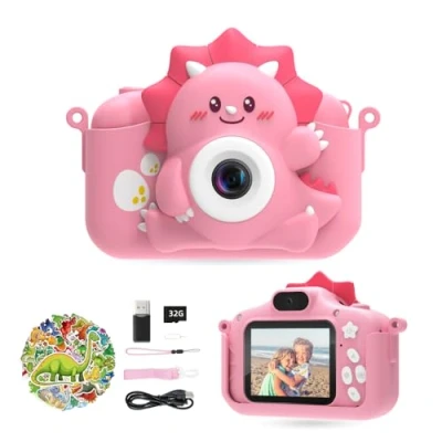 Image of Kids Camera for Girls and Boys, HiMont Digital with 32GB TF Card, 1080P Toddler &amp; Selfie Video Suitable Birthday Christmas Toy Gift Age 3 10 (Pink)