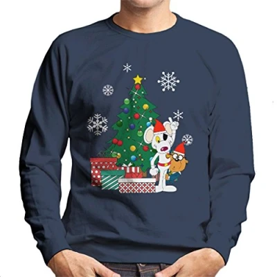 Image of Cloud City 7 Danger Mouse and Penfold Around The Christmas Tree Men&#039;s Sweatshirt Navy Blue