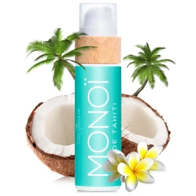 Image of COCOSOLIS Monoi Tanning Accelerator Organic Oil with Vitamin E &amp; de Tahiti for a Fast Intensive Tan Enhancer Chocolate Nourishing Body Lotion (110)