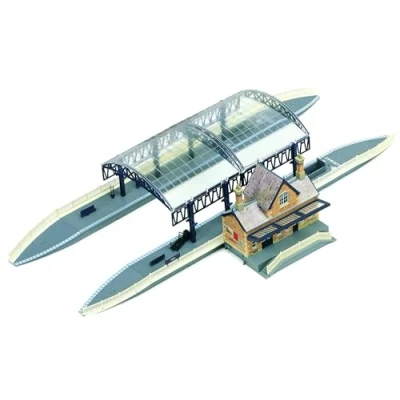 Image of Hornby R8009 OO Gauge Station Terminus Model Railway Accessories, Miniature Diorama Scenery for Train Sets Lifelike Scale 1:76, Grey