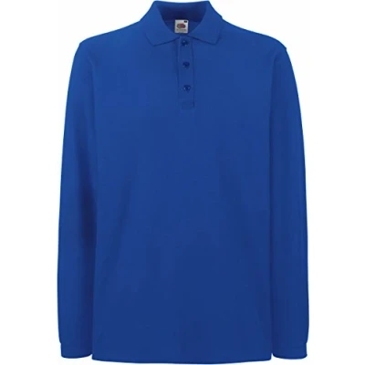 Image of Fruit of The Loom Premium Long Sleeve Polo Royal 3XL