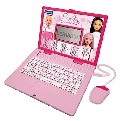 Image of Lexibook Barbie, French/English Bilingual Educational Computer, Toy for Kids with 124 Activities Learning, Having Fun and Playing the Piano, Pink, Color, JC598bbi1