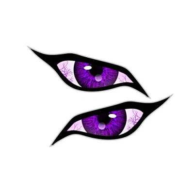 Image of CT Design LARGE Pair Of Evil Eyes With Purple Bloodshot Iris Vinyl Drone Motorcycle Helmet Car Sticker Decal 140x60mm each