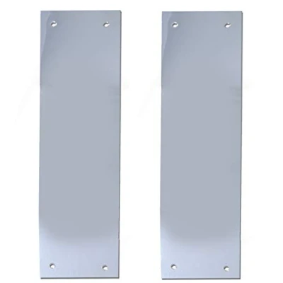Image of 2X Large Polished Chrome Finger Plates Plain Silver Push Panels 75x300mm