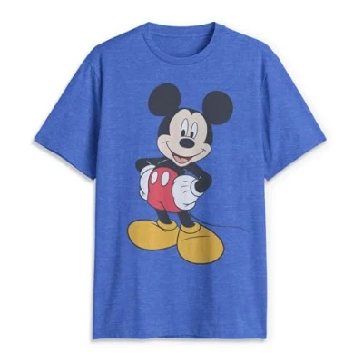 Image of Disney Men&#039;s Mickey Wash Short Sleeve T Shirt, Royal Blue Heather, XXXL