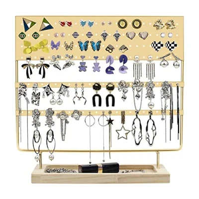 Image of Ruby Jewelry Holder for Women, Foldable Holder, Earring Metal, Organizer, Necklace Organizer
