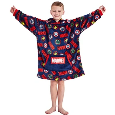 Image of Boys Girls Marvel Oversized Fleece Hoodie Hoody Sweatshirt Hulk (Marvel, One Size)