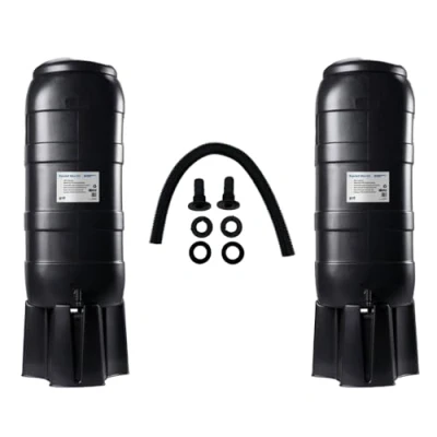 Image of 100L Slimline Black Rainfall Mini Water Butt Kit Space Saving Rainwater Complete with Stand, Lid, Hose Connect Tap &amp; Rain Diverter for Garden Storage (Double 100L)