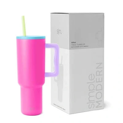 Image of Simple Modern Tumbler 40 oz with Handle and Straw Insulated Stainless Steel Water Bottle Iced Coffee Cup Travel Mug Gifts for Women &amp; Men Trek 1180ml 80s Mix