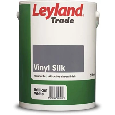 Image of Leyland Trade Vinyl Silk Emulsion Paint Brilliant White 5L