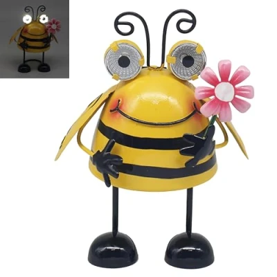 Image of Lesser &amp; Pavey Bright Eyes Bee Solar Led Outdoor Lights For Garden Decorations Decorative Durable Leds All Seasons Waterproof Pathways, Patios, Fences, and Walls