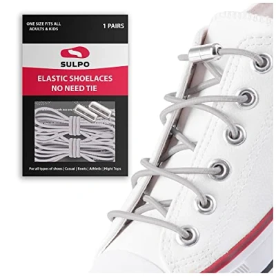 Image of SULPO Elastic Rubber Shoelaces with Metal Clasp No Tie Laces for All Shoes