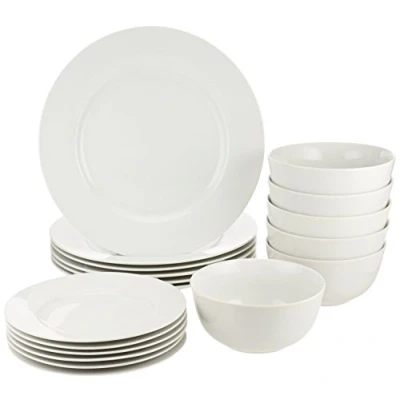 Image of Amazon Basics 18 Piece Dinnerware Set, Service for 6, White