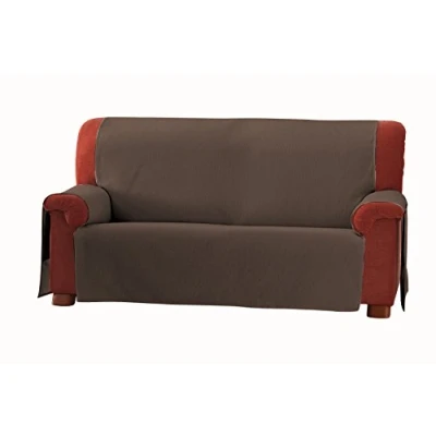 Image of Eysa Zoco Non Elastic Sofa Cover, Chenille, Brown, 3 Seaters
