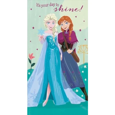 Image of Disney Frozen Birthday Greetings Card for Girls Unique Elsa and Anna Princess Young Happy Niece/Granddaughter/Daughter/Sister,Cute Party Cards