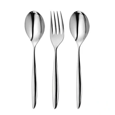 Image of Robert Welch Hidcote Bright Cutlery Serving Set, 3 Piece. Made from The Stainless Steel. Dishwasher Safe.