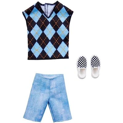 Image of Barbie Fashion Pack HJT26 Clothes Outfit for Ken Doll T shirt, Shorts and Pair of Trainers