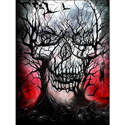Image of 5D Diamond Painting Kits, 30x40cm Skull Paintings Art Kits Full Drill, DIY Crystal Rhinestone Embroidery for Home Wall Decor