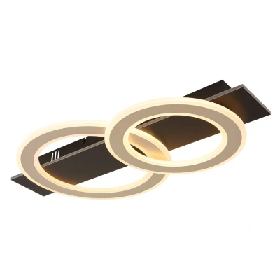Image of Jayden 2 Ring Integrated LED Semi Flush Ceiling Light Matt Black 2x 3000K
