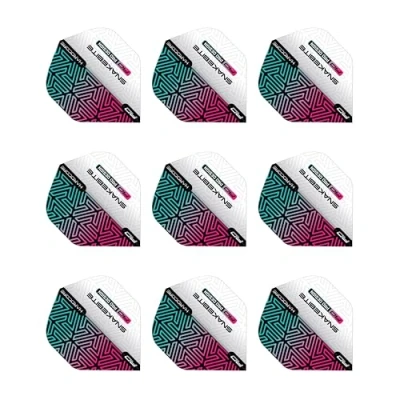 Image of RED DRAGON Peter Wright Snakebite Hardcore Premium White &amp; Rainbow Dart Flights 3 Sets Per Pack (9 in total)
