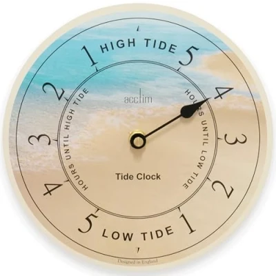 Image of Acctim Tidal Wall Clock High &amp; Low Tide, Blue/Yellow, 20cm