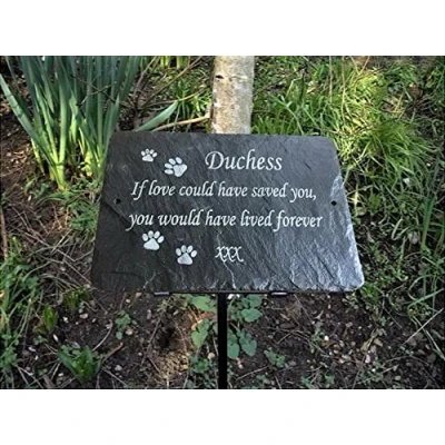 Image of Pet Memorial Plaques. Grave Marker 25cm x 18cm. Personalised Bereavement Gifts, Cat, Dog Memorials &amp; Funerary Remembrance Plaque. Stones for Memory Garden or Sympathy Gift Loss